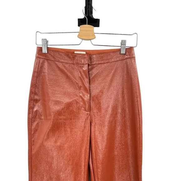 Aritzia Wilfred Shirley Pant Vegan Patent Leather Rust Brown Size 4 - Picture 5 of 13